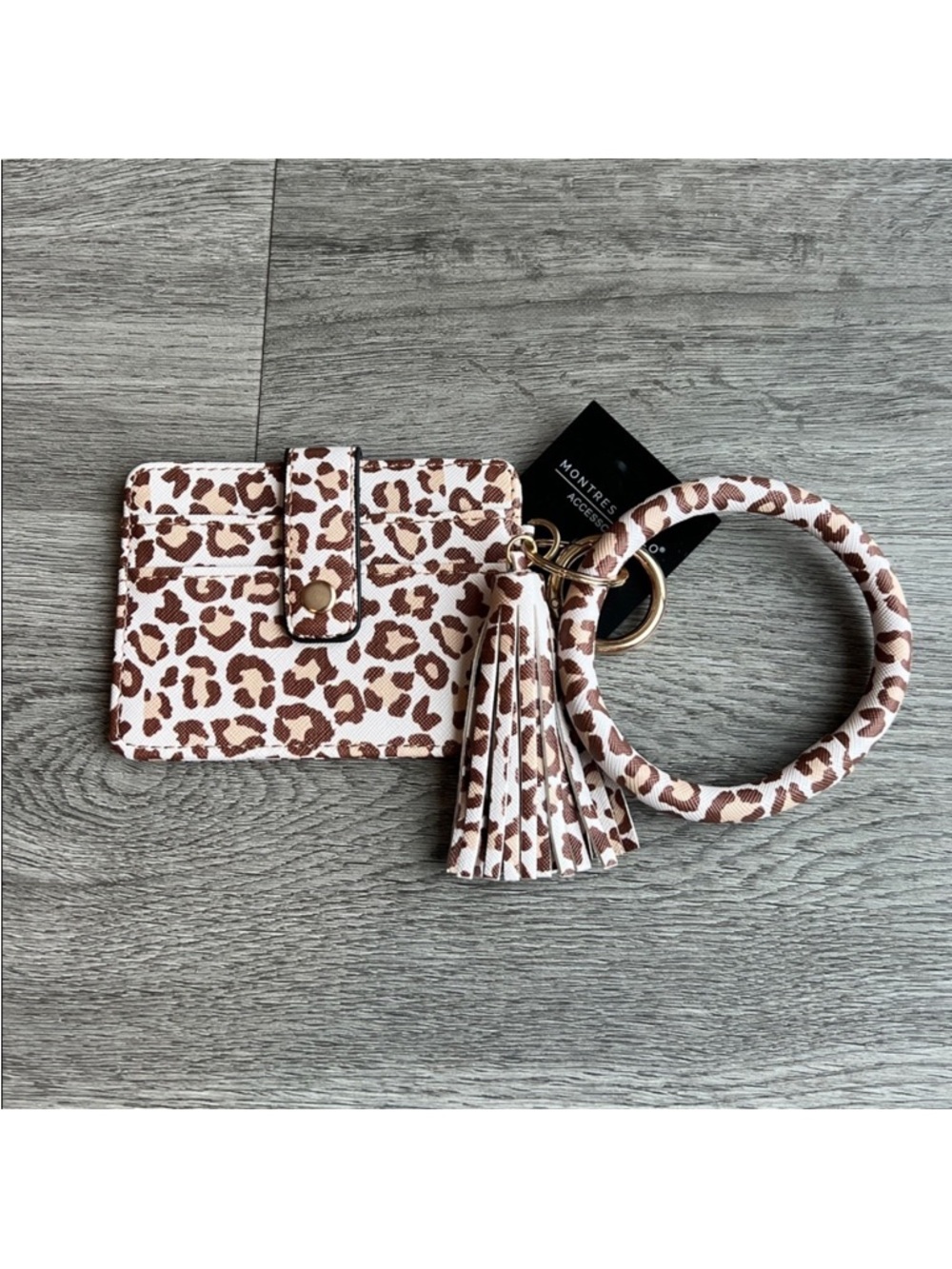 Montees Carlo Accessories Leopard Print Wristlet.